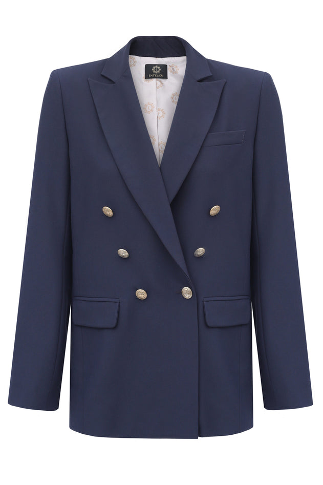 Double-Breasted Blazer Navy Blue
