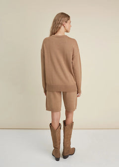 Monala crew neck sweater in merino wool, side view
