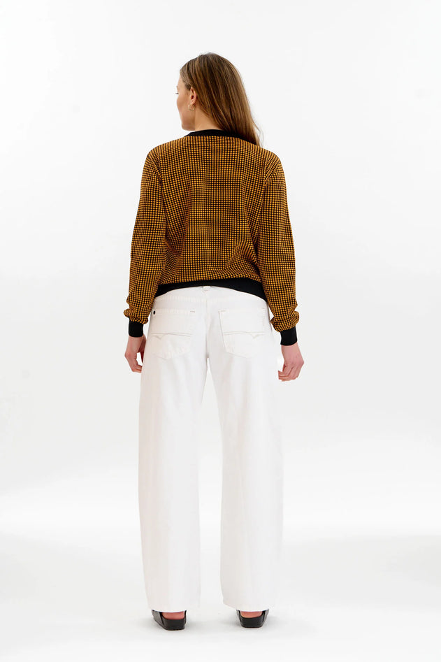Komodo Hana two-tone organic cotton jacquard sweater, back view