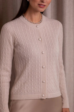 Close-up of cashmere cable knit texture