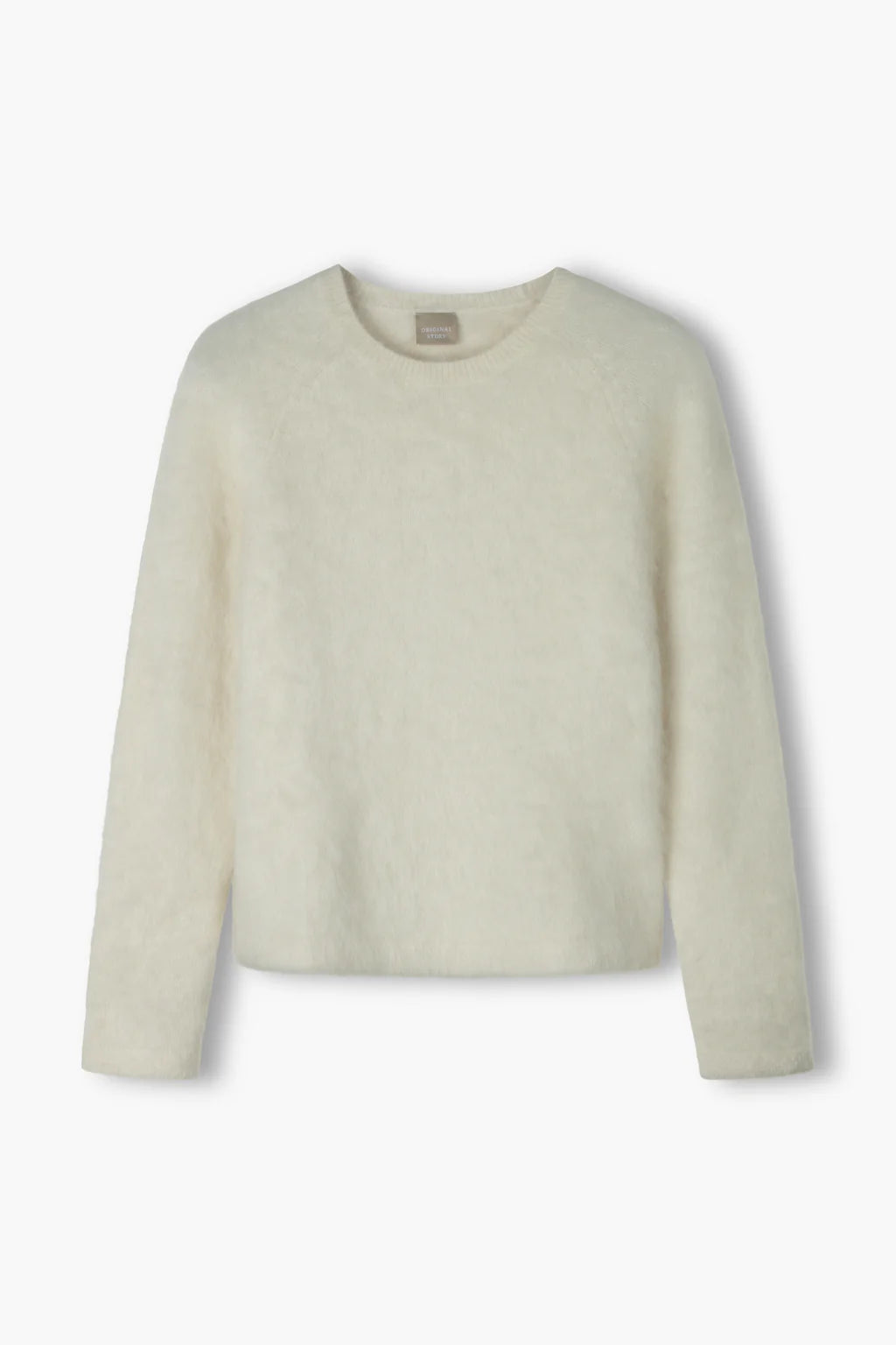 Cream alpaca blend long-sleeve sweater, back view