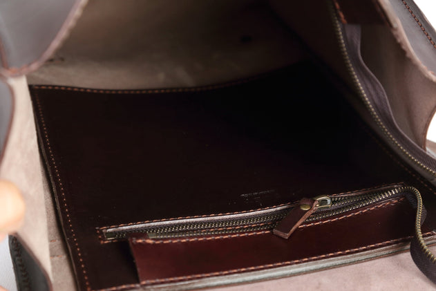 Leather Backpack Mod 120 Cuoio Dark Brown