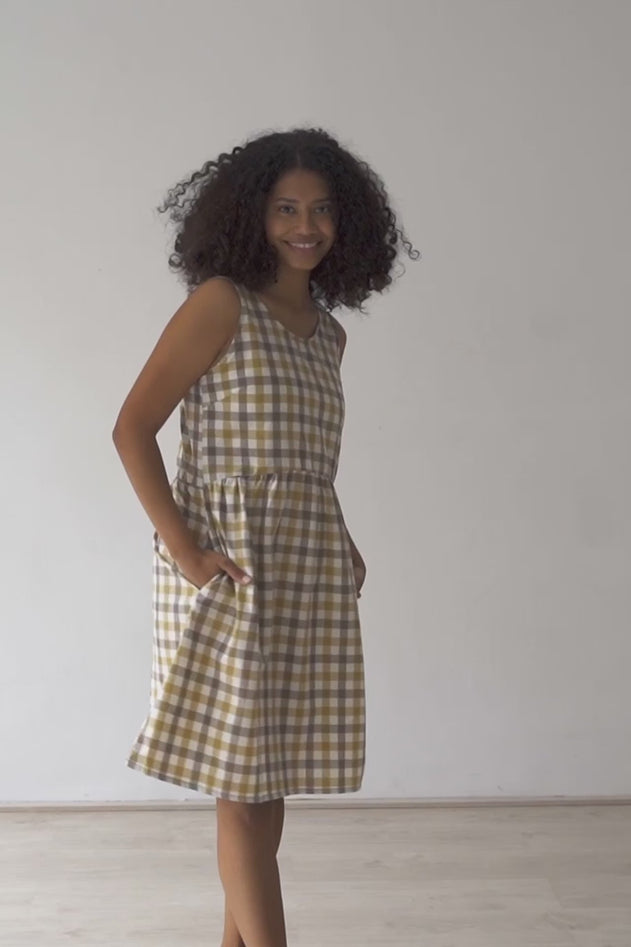 Hazel Strap Dress Yellow Vichy