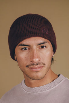 Safor Rib Knit Beanie Burgundy Red