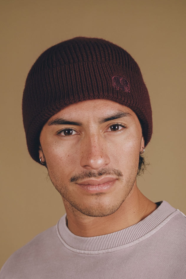 Safor Rib Knit Beanie Burgundy Red