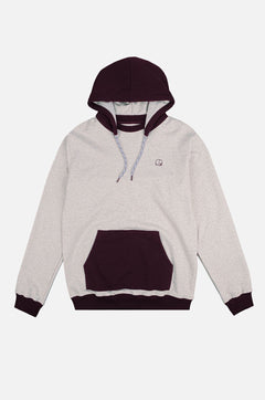 The Hooded Oversized Sweater Warm Heather Grey/Wine Red