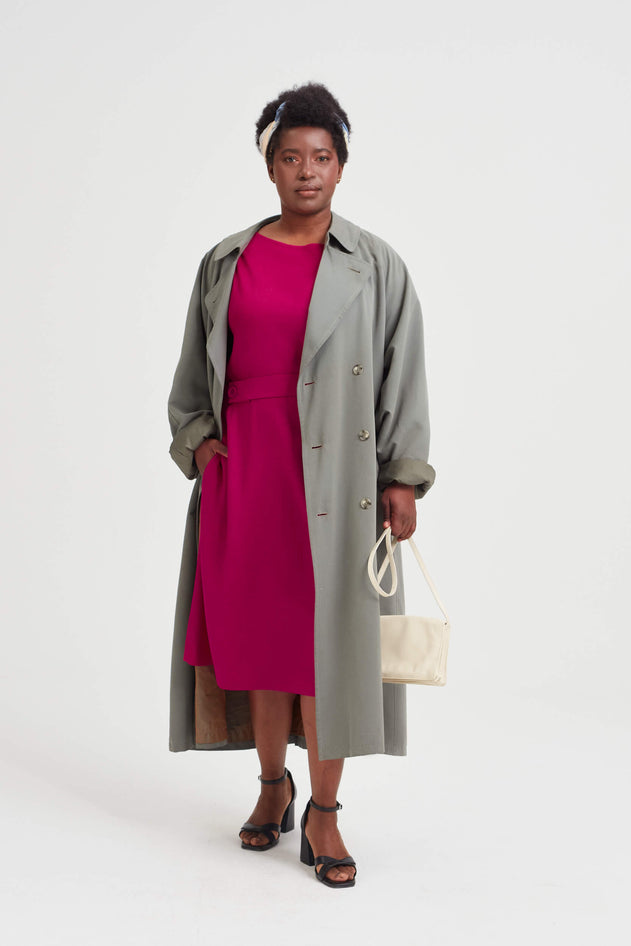 Sati Midi Dress With Boat Neck Cherry Red