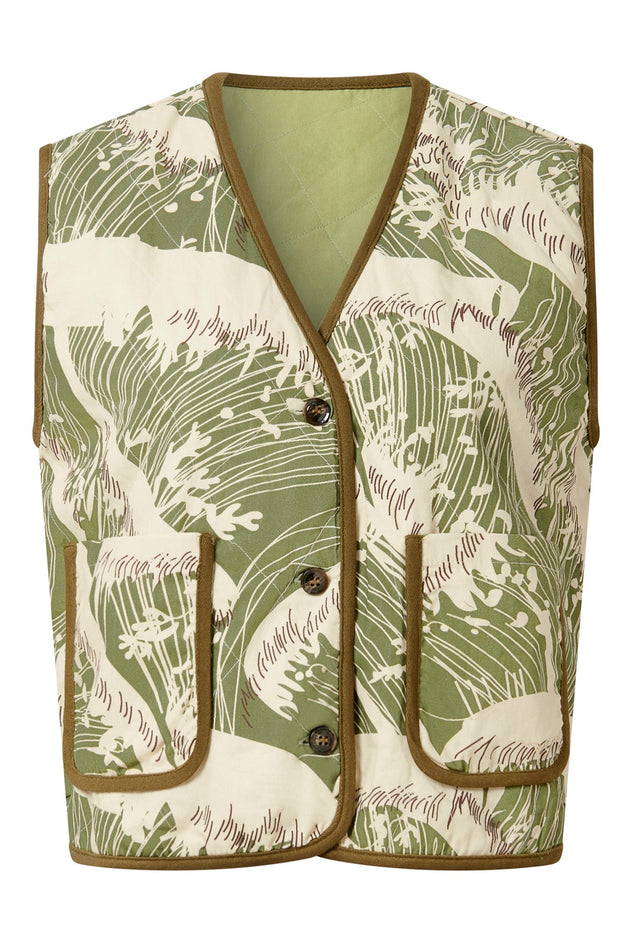 Wave Organic Cotton Reversible Vest Sage/Green
