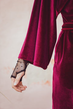 Velvet Kimono Wine Red