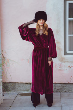 Velvet Kimono Wine Red