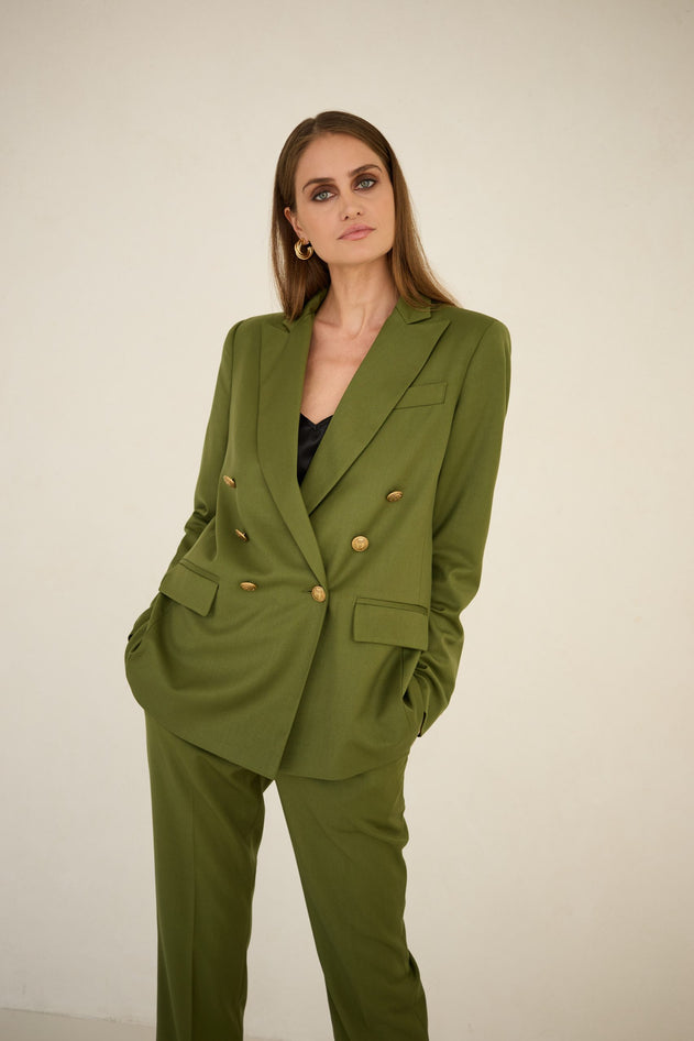 Double-Breasted Blazer Olive