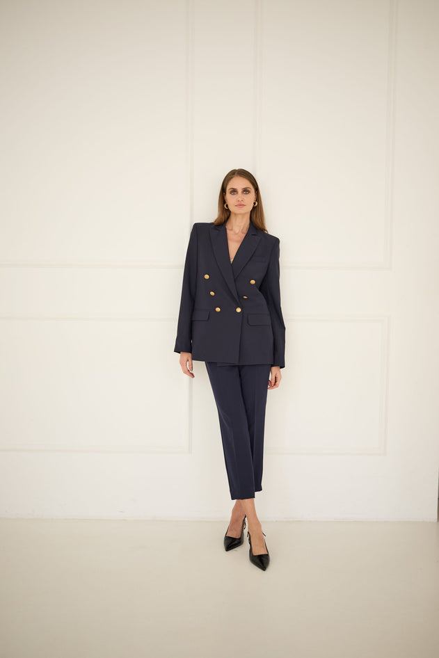 Double-Breasted Blazer Navy Blue