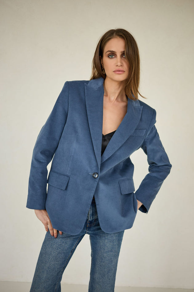 Corduroy Blazer Denim Blue
