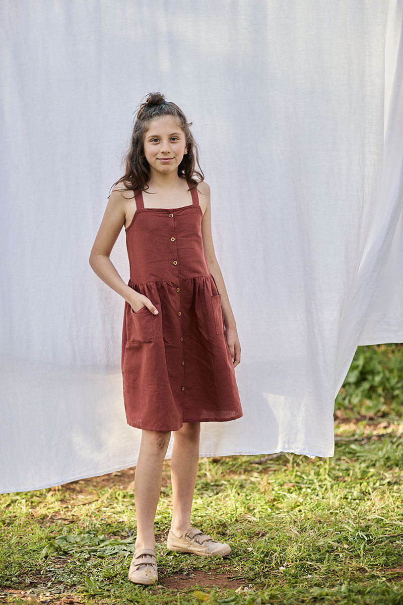 Kids' Cross Back Dress Rooibos Red