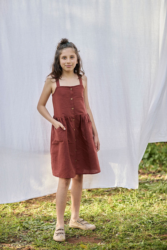 Kids' Cross Back Dress Rooibos Red