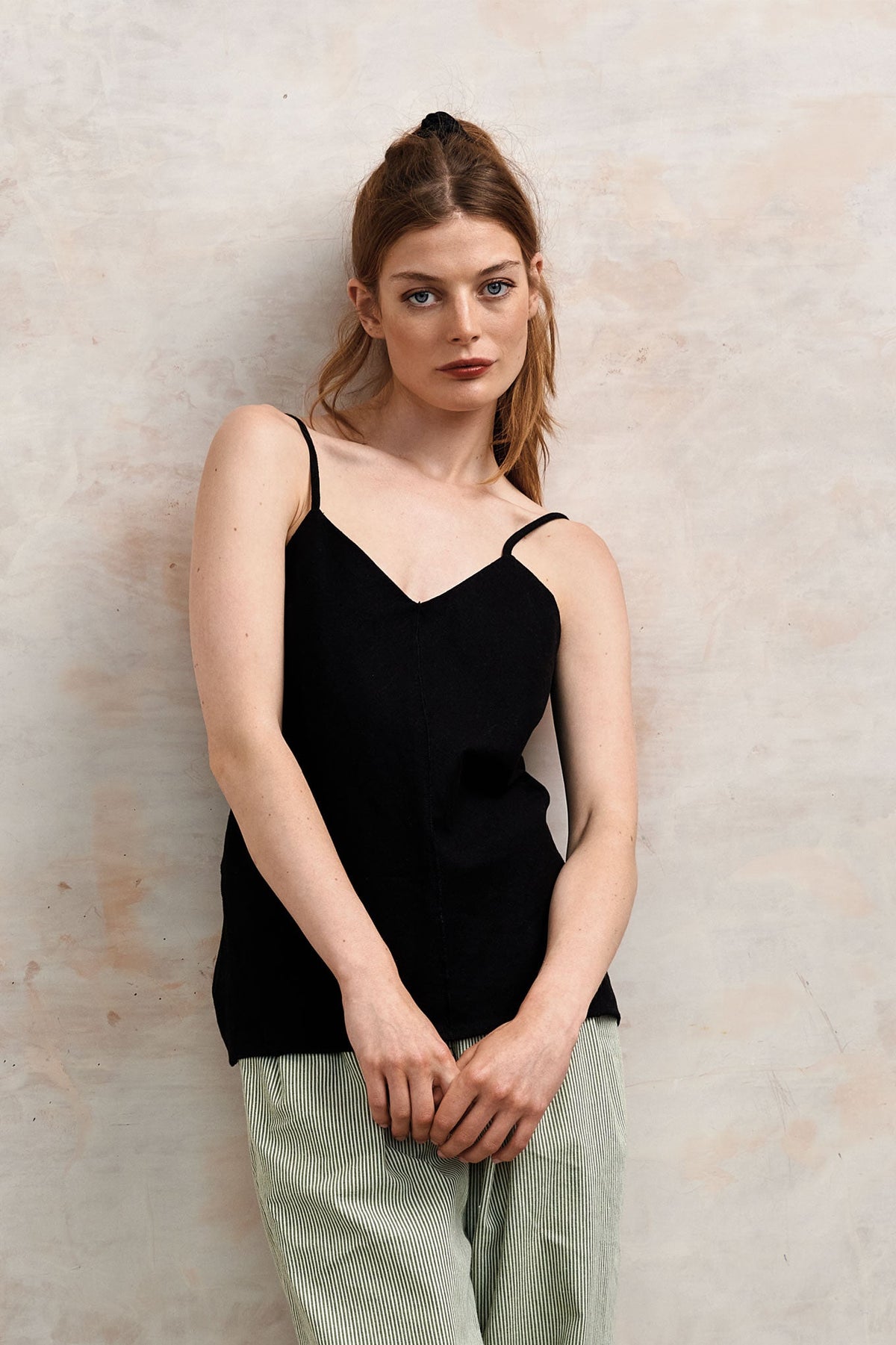 Fleur Organic Linen Cotton Camisole Black
