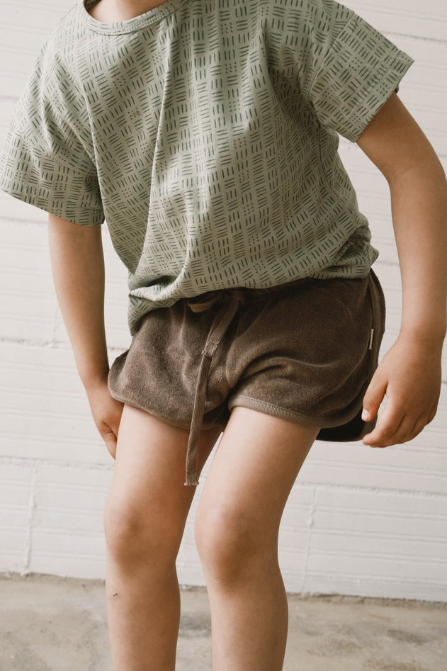 Kid's Huali Terry Shorts Brown