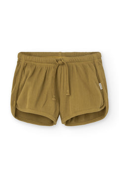 Kid's Huali Waffle Organic Cotton Shorts Mustard