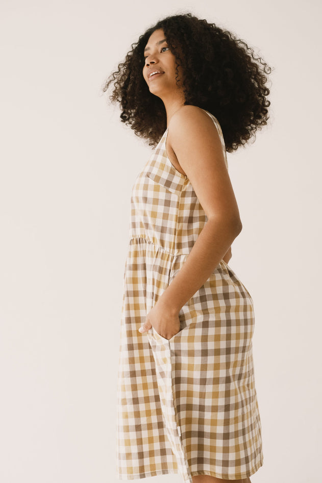 Hazel Strap Dress Yellow Vichy