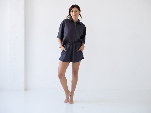 Hebe Tencel Shorts Black