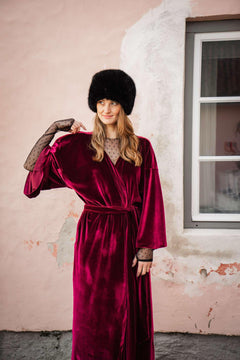 Velvet Kimono Wine Red