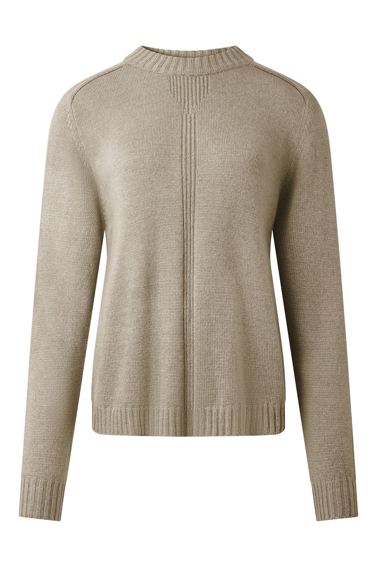 Beige merino wool sweater, front view