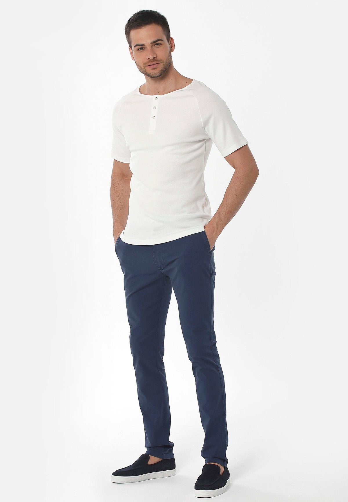 Men's Five-Pocket Organic Cotton Trousers Navy