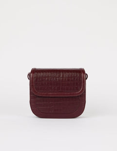 Nina Bag Croco Print Leather Dark Cherry