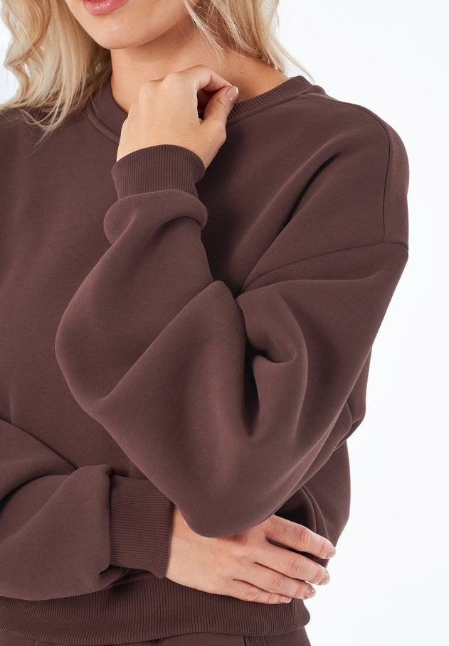 SILLIVIA Crop Sweatshirt Bitter Chocolate