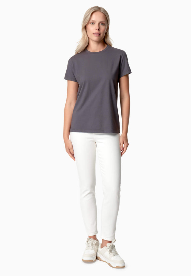 Women's Basic Round Neck T-Shirt Grey