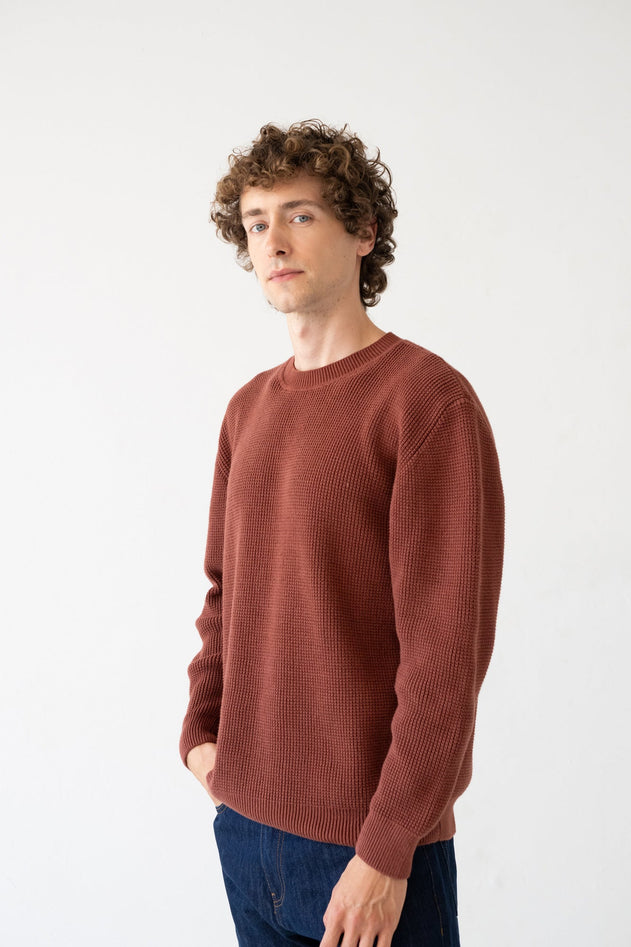 Men's Tam Organic Cotton Sweater Maroon Currant