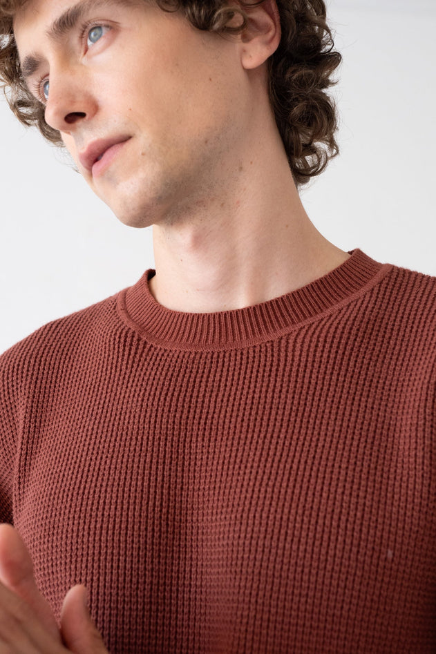 Men's Tam Organic Cotton Sweater Maroon Currant