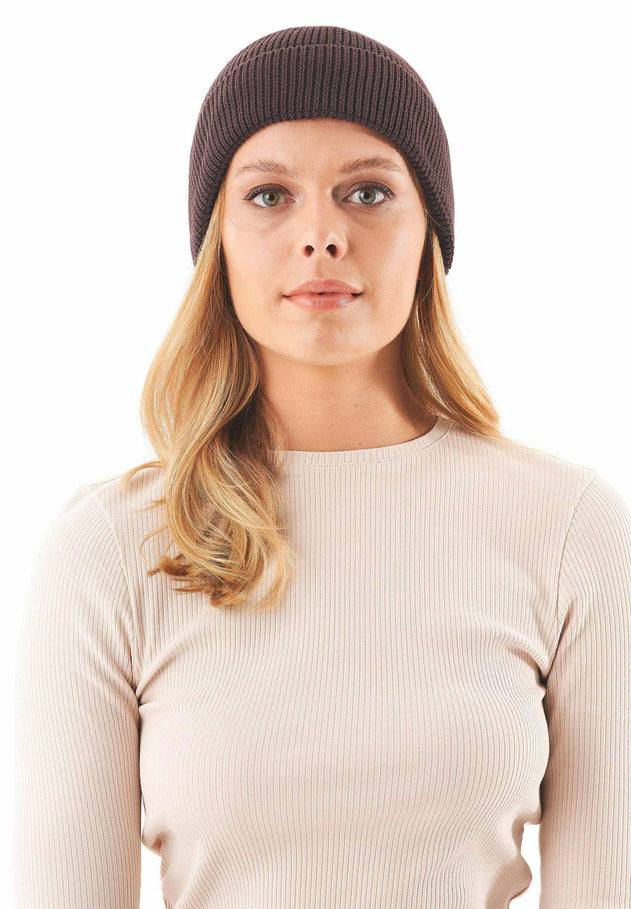 Knitted Organic Cotton Beanie Espresso