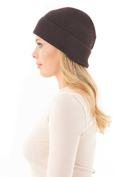 Knitted Organic Cotton Beanie Espresso