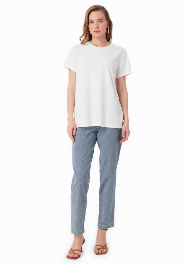Women's Basic Round Neck T-Shirt Off White