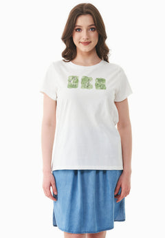 Nature Print Organic Cotton T-Shirt Off White