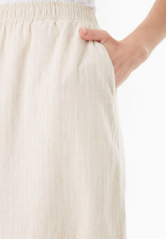 Striped Long Tiered Skirt Natural/Off White