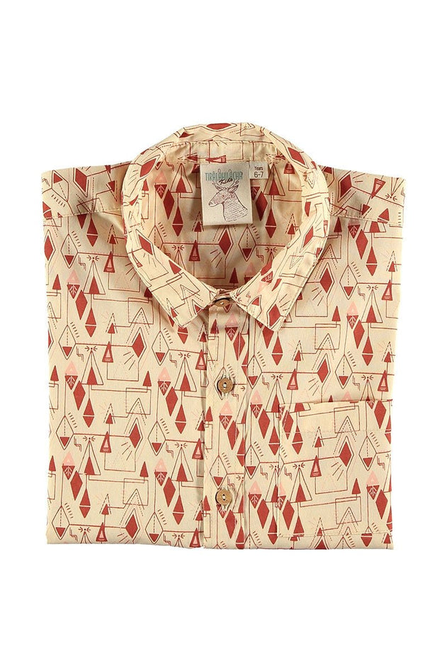 Kid's Poplin Shirt Geometric Print
