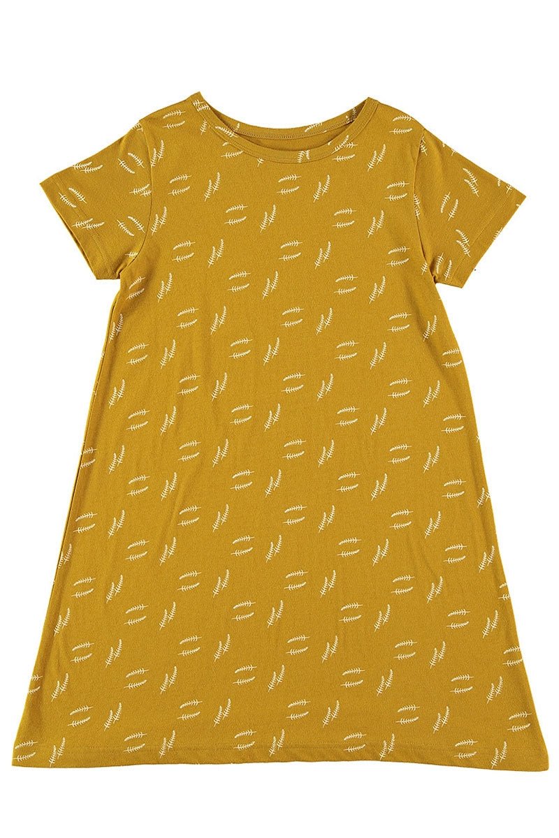 Kids' Evasé Dress Seaweed Mustard