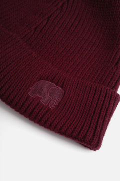 Safor Rib Knit Beanie Burgundy Red