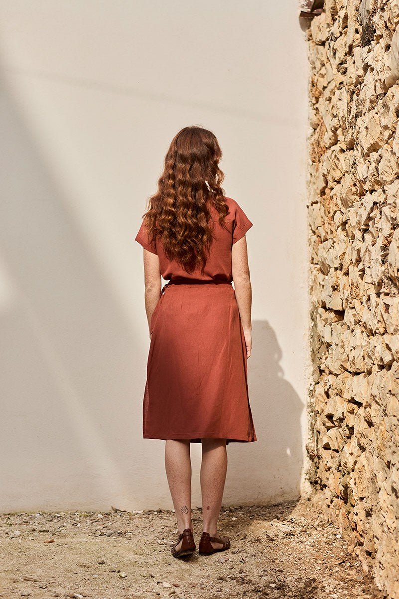 Fely Wrap Midi Skirt Rooibos Red
