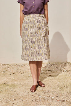 Fely Wrap Midi Skirt Forest Beige