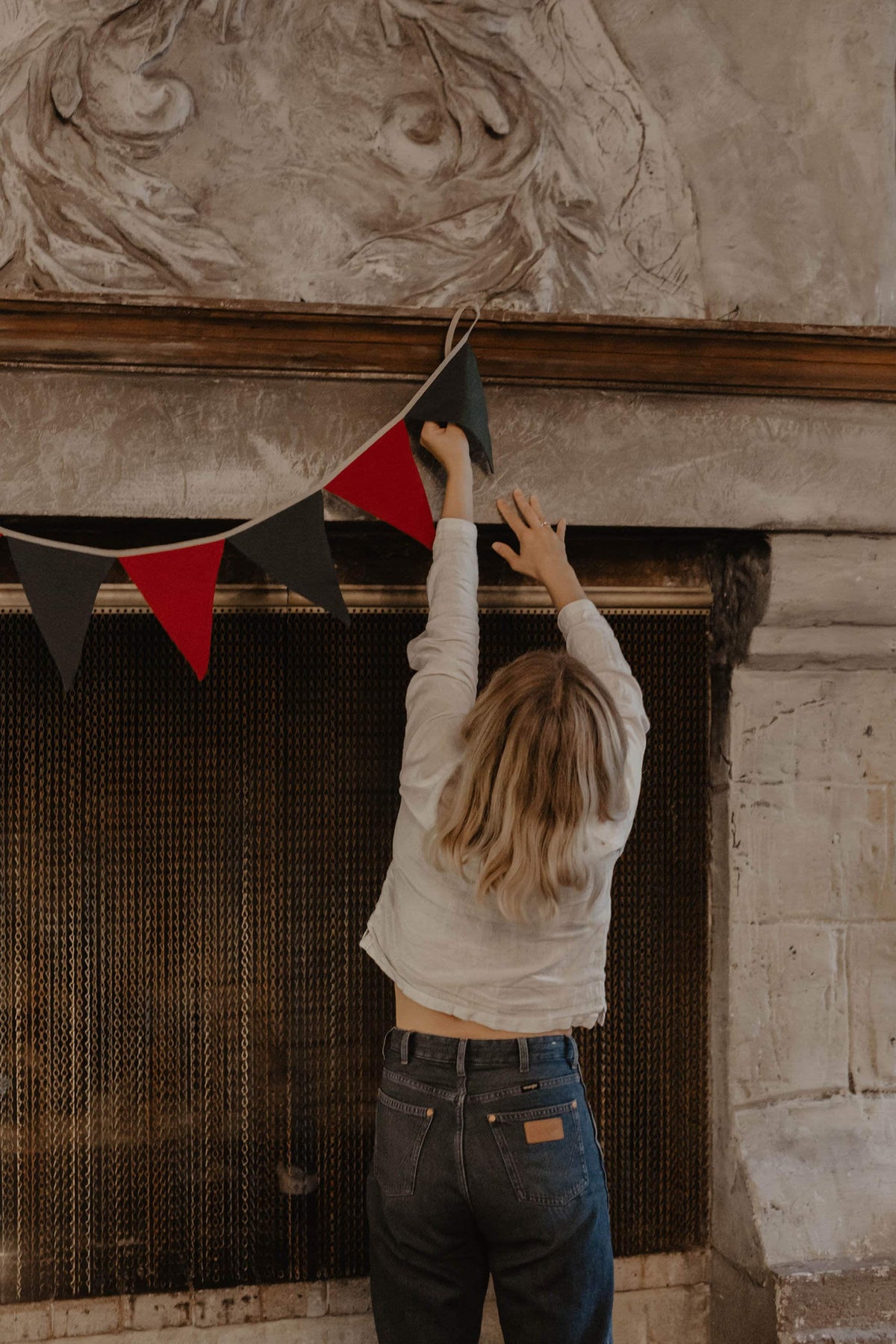 Linen Bunting Christmas Green/Red