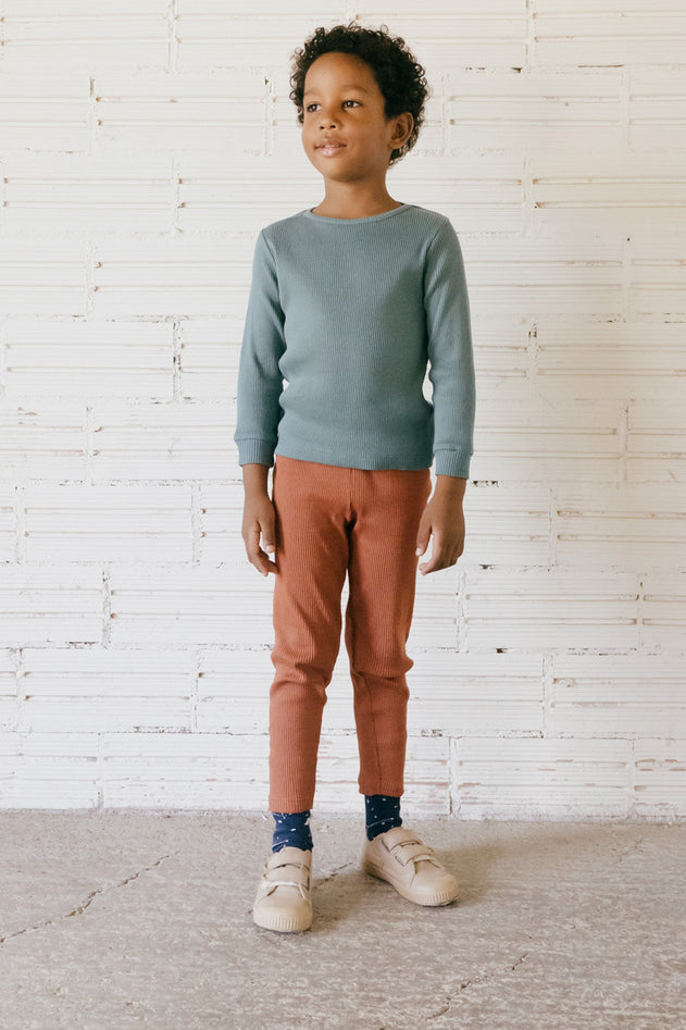 Kid's Grace Ribbed T-Shirt Blue