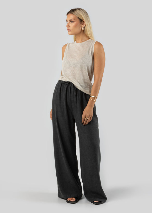 Sleeveless Linen Top Beige