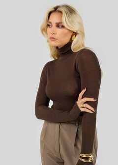 Belle Turtleneck Bodysuit - Brown
