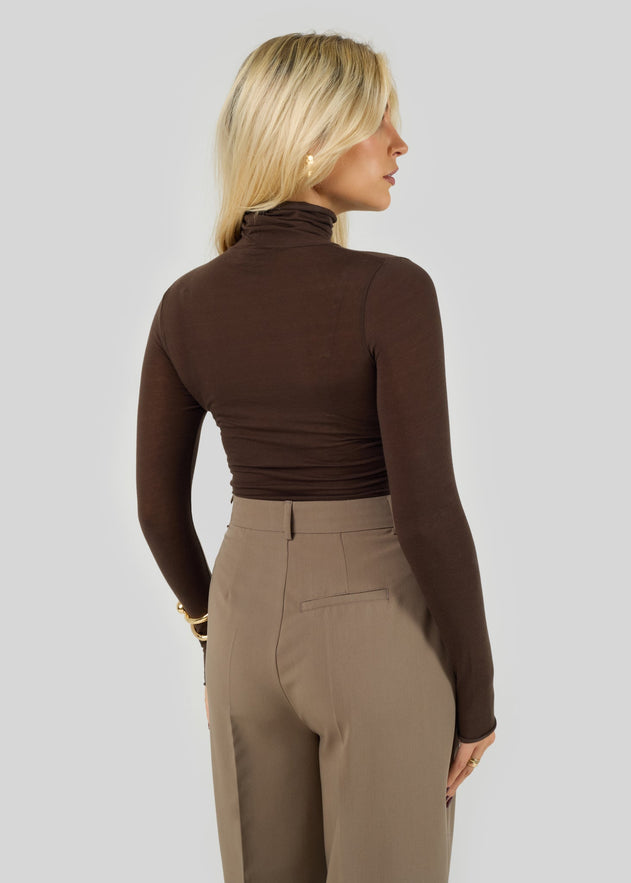 Belle Turtleneck Bodysuit - Brown