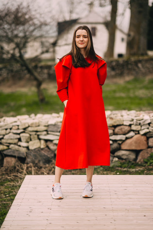 Lily Midi Dress Red