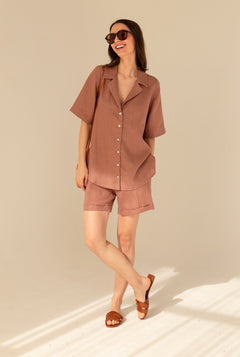 Cassis Linen Set Light Chocolate